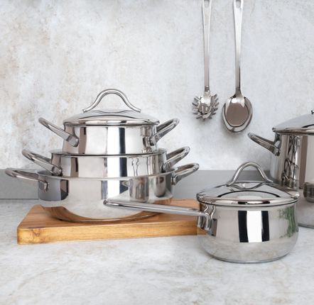 Casserole à becs verseurs en acier inoxydable avec manche en bois, YOSHIKAWA AIKATA, taille au choix