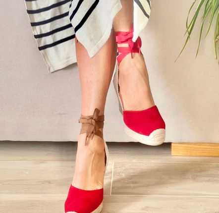 Shoes - Custom Red Suede Wedge Espadrilles – LYDIA Model - ATELIER COSTÀ