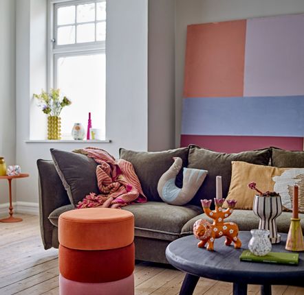 Poufs - Bilbao Pouf, Orange, Polyester  - BLOOMINGVILLE MULTIBRAND HOUSE