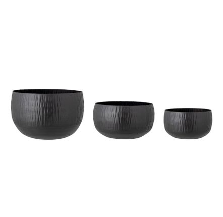 Pots de fleurs - Abisha Pot de fleurs, Noir, Fer Set of 3 - BLOOMINGVILLE MULTIBRAND HOUSE
