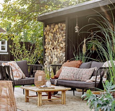Outdoor table lamps - Sarona Lantern w/Glass, Nature, Rattan  - BLOOMINGVILLE MULTIBRAND HOUSE