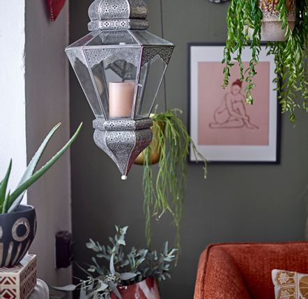 Outdoor table lamps - Isabell Lantern, Grey, Glass  - BLOOMINGVILLE MULTIBRAND HOUSE