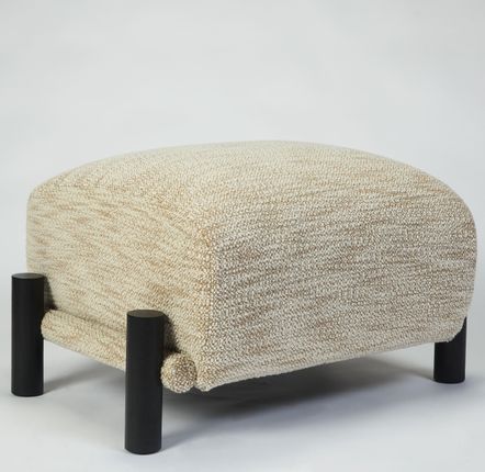 Tabourets pour collectivités - Repose-pieds Ginga XL rectangulaire tissu COM/COL & chêne noir massif - DUISTT