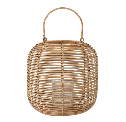 Outdoor table lamps - Nei Lantern w/Glass, Nature, Rattan  - BLOOMINGVILLE MULTIBRAND HOUSE
