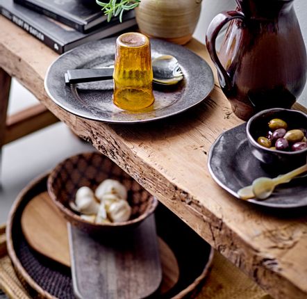 Everyday plates - Linne Plate, Brass, Stoneware  - CREATIVE COLLECTION
