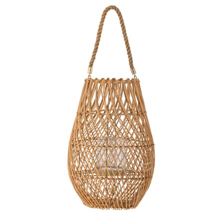 Outdoor table lamps - Edin Lantern w/Glass, Nature, Rattan  - CREATIVE COLLECTION