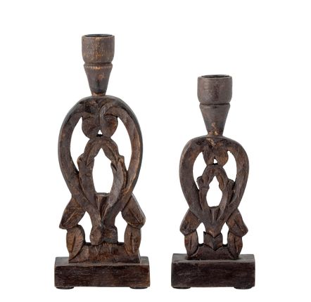 Candlesticks and candle holders - Bernie Candle Holder, Brown, Mango Set of 2 - CREATIVE COLLECTION