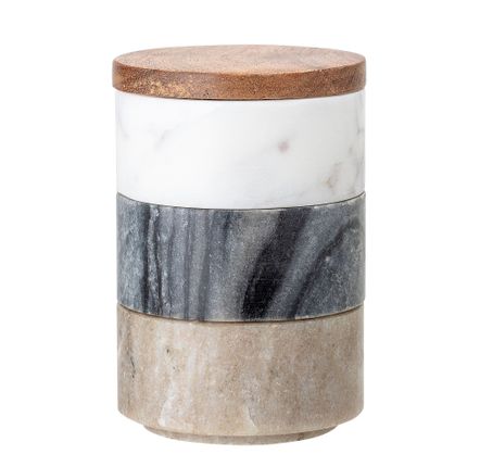 Food storage - Mael Jar w/Lid, White, Marble Set of 3 - CREATIVE COLLECTION
