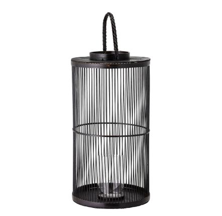 Outdoor table lamps - Effie Lantern w/Glass, Black, Bamboo  - BLOOMINGVILLE MULTIBRAND HOUSE