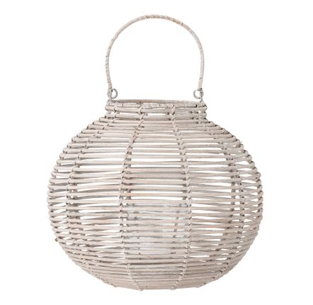 Outdoor table lamps - Malua Lantern w/Glass, White, Rattan  - BLOOMINGVILLE MULTIBRAND HOUSE