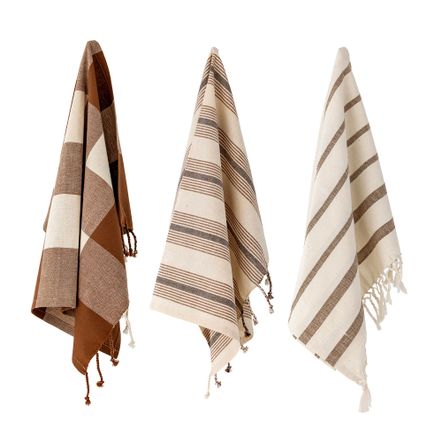 Brosserie - Papaya Serviette de cuisine, Marron, Coton Set of 3 - CREATIVE COLLECTION