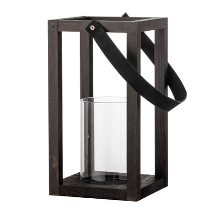 Outdoor table lamps - Lyra Lantern w/Glass, Black, Pine  - BLOOMINGVILLE MULTIBRAND HOUSE