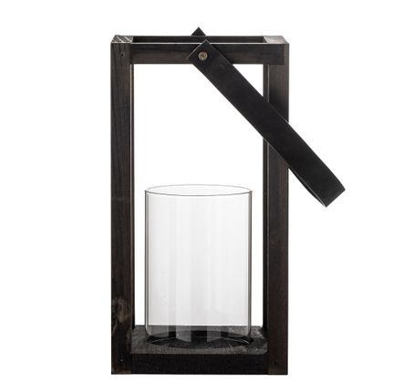Outdoor table lamps - Lyra Lantern w/Glass, Black, Pine  - BLOOMINGVILLE MULTIBRAND HOUSE