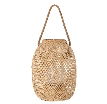 Outdoor table lamps - Musu Lantern w/Glass, Nature, Bamboo  - BLOOMINGVILLE MULTIBRAND HOUSE