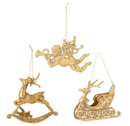 Guirlandes et boules de Noël - Anisa Bibelot, Or, Plastique Set of 3 - BLOOMINGVILLE MULTIBRAND HOUSE