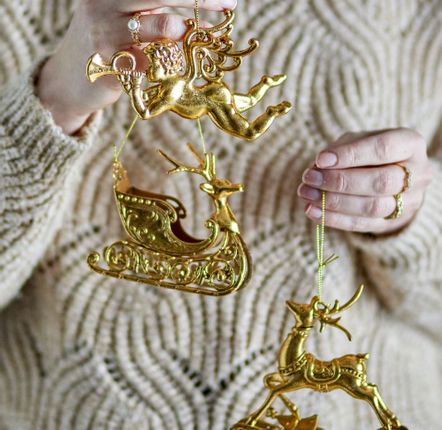 Guirlandes et boules de Noël - Anisa Bibelot, Or, Plastique Set of 3 - BLOOMINGVILLE MULTIBRAND HOUSE