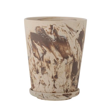 Flower pots - Stacy Flowerpot w/Saucer, Brown, Stoneware  - BLOOMINGVILLE MULTIBRAND HOUSE