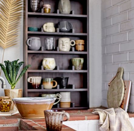 Flower pots - Stacy Flowerpot w/Saucer, Brown, Stoneware  - BLOOMINGVILLE MULTIBRAND HOUSE