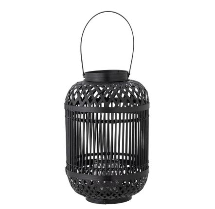 Outdoor table lamps - Tilla Lantern w/Glass, Black, Bamboo  - BLOOMINGVILLE MULTIBRAND HOUSE