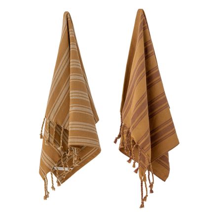 Brosserie - Elyza Serviette de cuisine, Marron, Coton Pack of 2 - CREATIVE COLLECTION