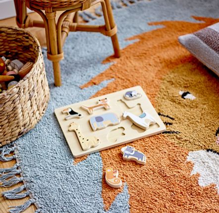 Rugs - Leroy Rug, Blue, Cotton  - BLOOMINGVILLE MINI