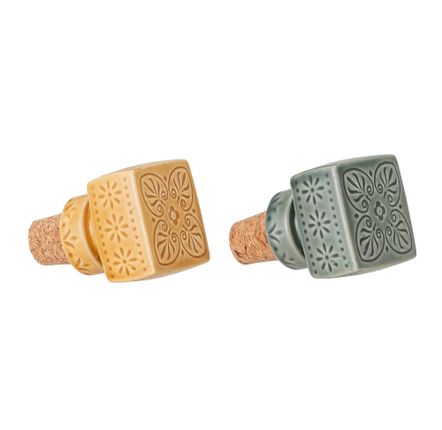 Accessoires pour le vin - Rani Bouchon à vin, Jaune, Grès Set of 2 - BLOOMINGVILLE MULTIBRAND HOUSE