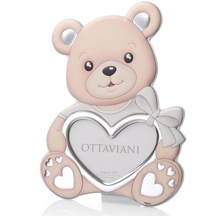 Children's decorative items - Baby photoframe with silver Miro Silver "Orsacchiotto" - OTTAVIANI