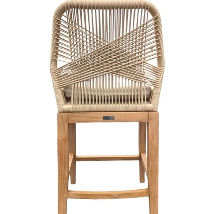Outdoor kitchens - Teak and olefin rope bar armchair\" Lisa\” (H65/105 cm) - BALINAISA