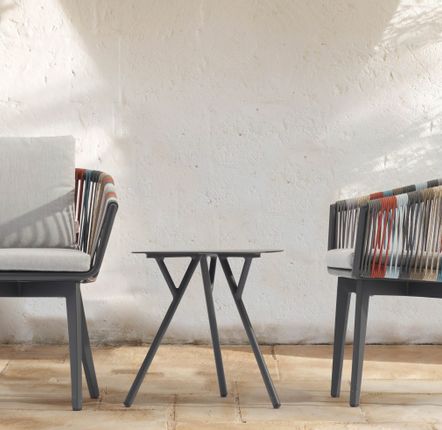 Fauteuils de jardin - Fauteuil de jardin DIVA en aluminium anthracite et corde multicolore - COUTURE JARDIN