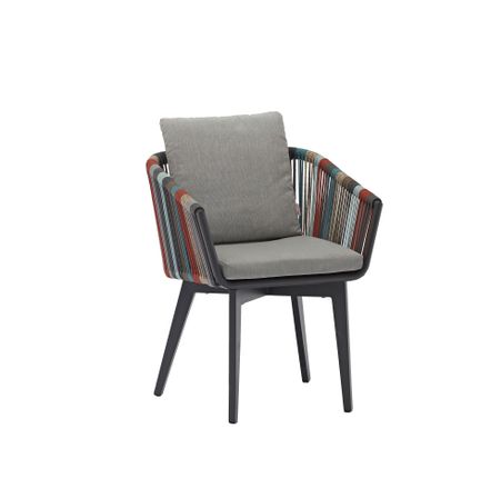 Fauteuils de jardin - Fauteuil de jardin DIVA en aluminium anthracite et corde multicolore - COUTURE JARDIN