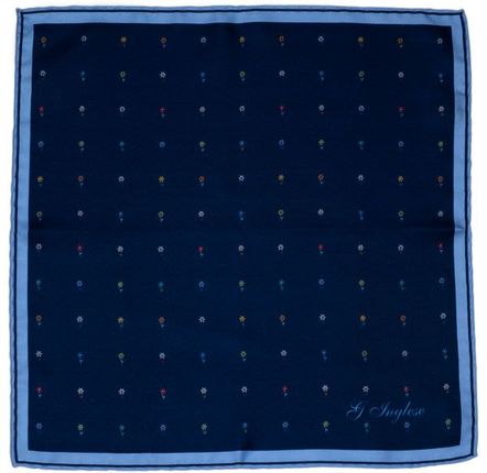Serre-tête - Pochette de costume à imprimé floral bleu - G. INGLESE