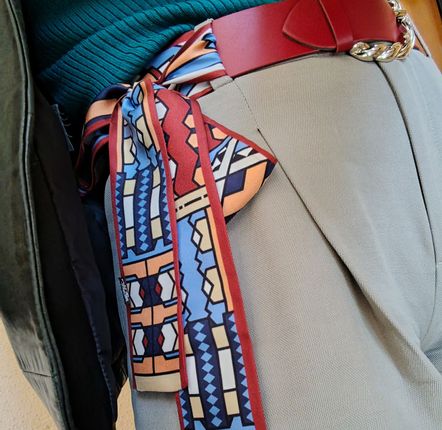 Foulards et écharpes - Ceinture de soie | Les rubans dansants | bleu et terre cuite - MON LIEN ATELIER
