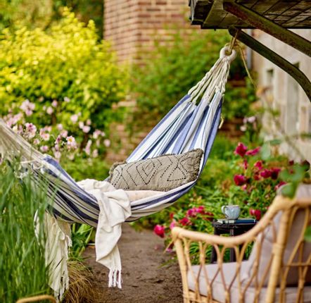 Garden textiles - Remo Hammock, Blue, Cotton - BLOOMINGVILLE MULTIBRAND HOUSE