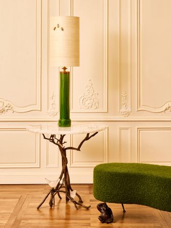  - Pedestal with rock crystal top and birds