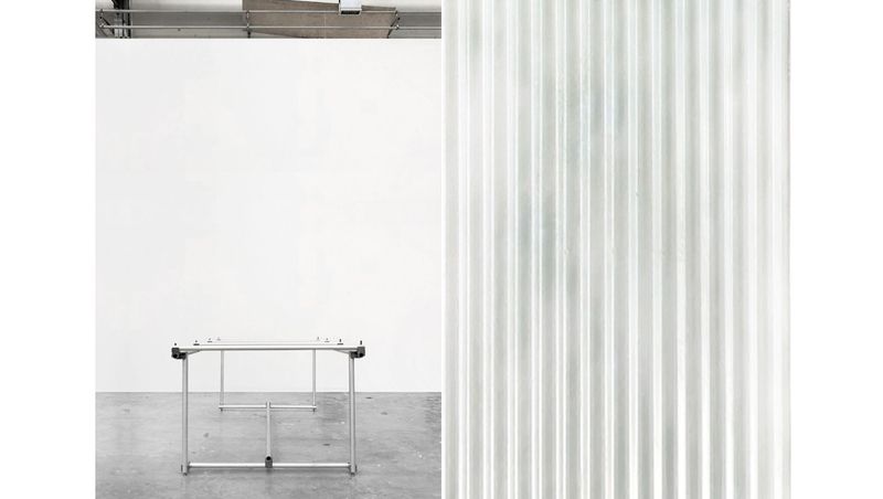 MESURE - Table Lorving-Site - Poudre de marbre, résine et aluminium