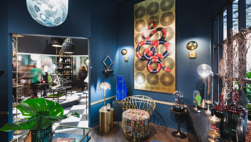 OBJET DE CURIOSITE - Lapis Lazuli and gold leaf wall paper