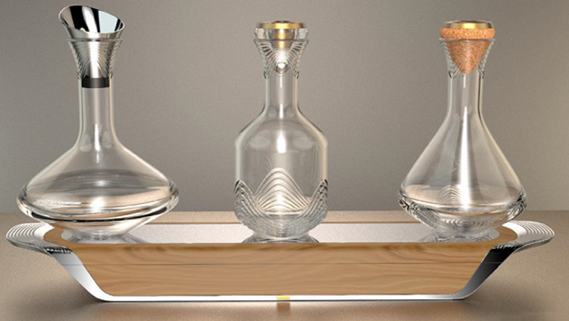 SHAZE LUXURY RETAIL PVT LTD -  The Majestic TRILOGY - Bart Table with Three exclusive decanters