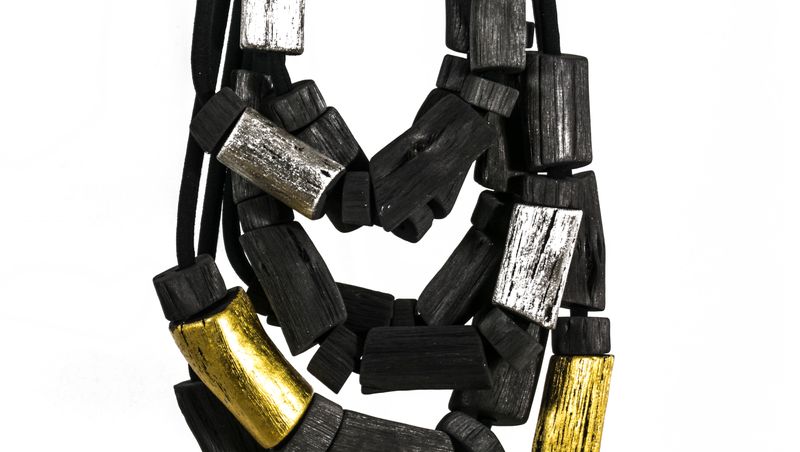CHARCOAL ESKIMEÏT - YAYOI-NAGA-TAMA Long necklace