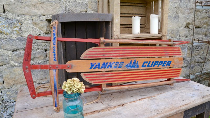 FAMILY ROOM - Old wooden sledge Yankee clipper