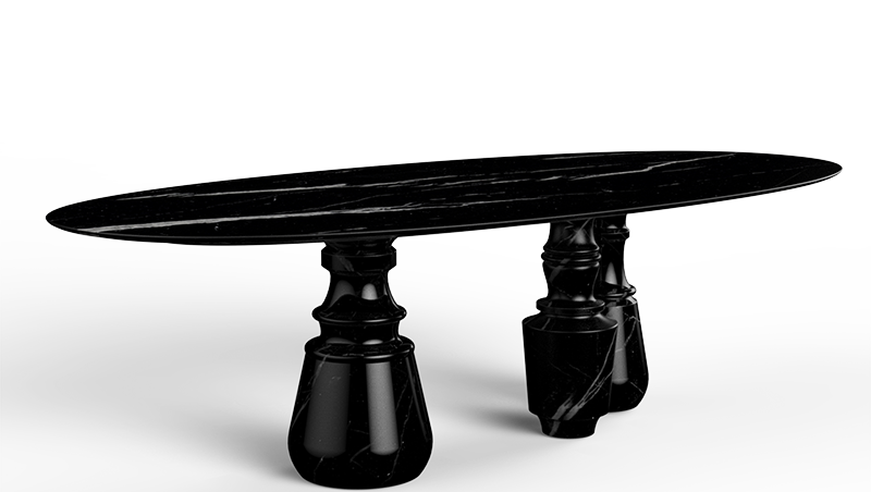 BOCA DO LOBO - PIETRA OVAL XL NERO MARQUINA Dining Table