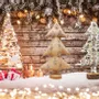 Décorations pour tables de Noël - Sapin de noël lumineux toile de jute avec sujets - MX HOME