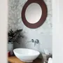 Mirrors - Large round mirror in leather - SOL & LUNA