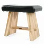 Stools - The Suar Stool with Leather - Natural Black - BAZAR BIZAR LIVING
