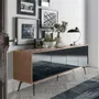 Mobilier et rangements pour bureau - Buffet en noyer avec portes miroir en verre noir - ANGEL CERDÁ