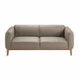 Sofas - 3 seater upholstered leather sofa with walnut details - ANGEL CERDÁ