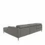 Sofas - Chaise longue sofa in dark grey leather with relax mechanism - ANGEL CERDÁ