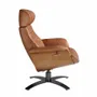 Fauteuils - Fauteuil pivotant tapissé en cuir de vachette camel - ANGEL CERDÁ