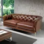 Sofas - 2 seater tobacco brown leather in quilted upholstery sofa - ANGEL CERDÁ