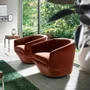 Armchairs - Swivel armchair upholstered in peach velvet - ANGEL CERDÁ