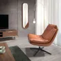 Armchairs - Brown leather upholstered swivel armchair - ANGEL CERDÁ